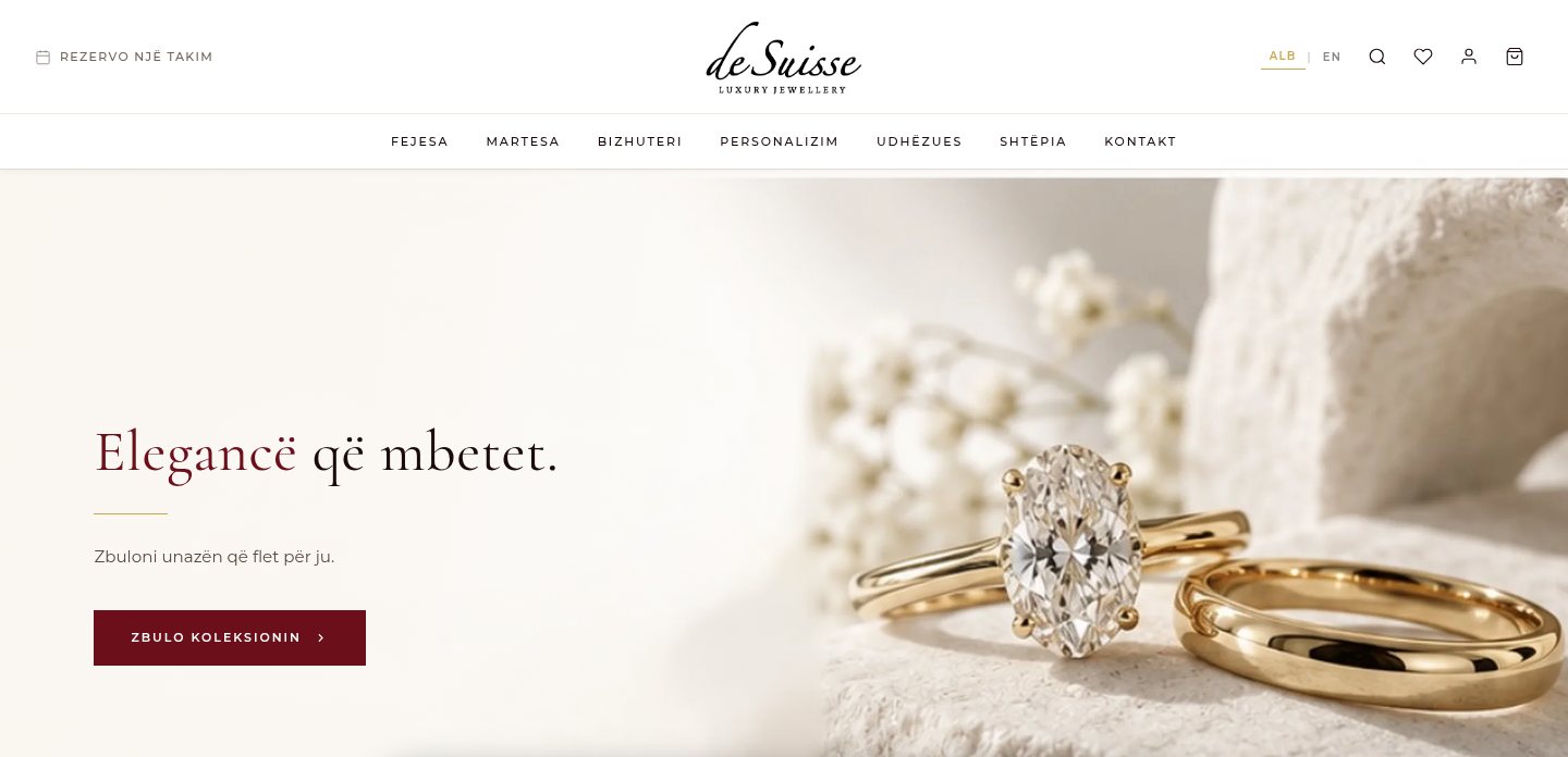 Homepage of the DeSuisse luxury jewellery website